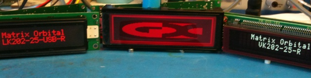 LK202-25-USB-R, GX24064-TCI-BBI, and VK202-25-R Displays